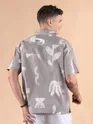 Light Mauve Printed Half Sleeve Cotton Shirt For Men